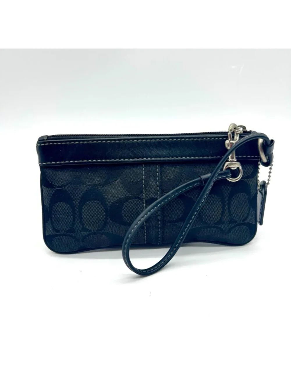Coach Black Signature Canvas Small Wristlet Wallet